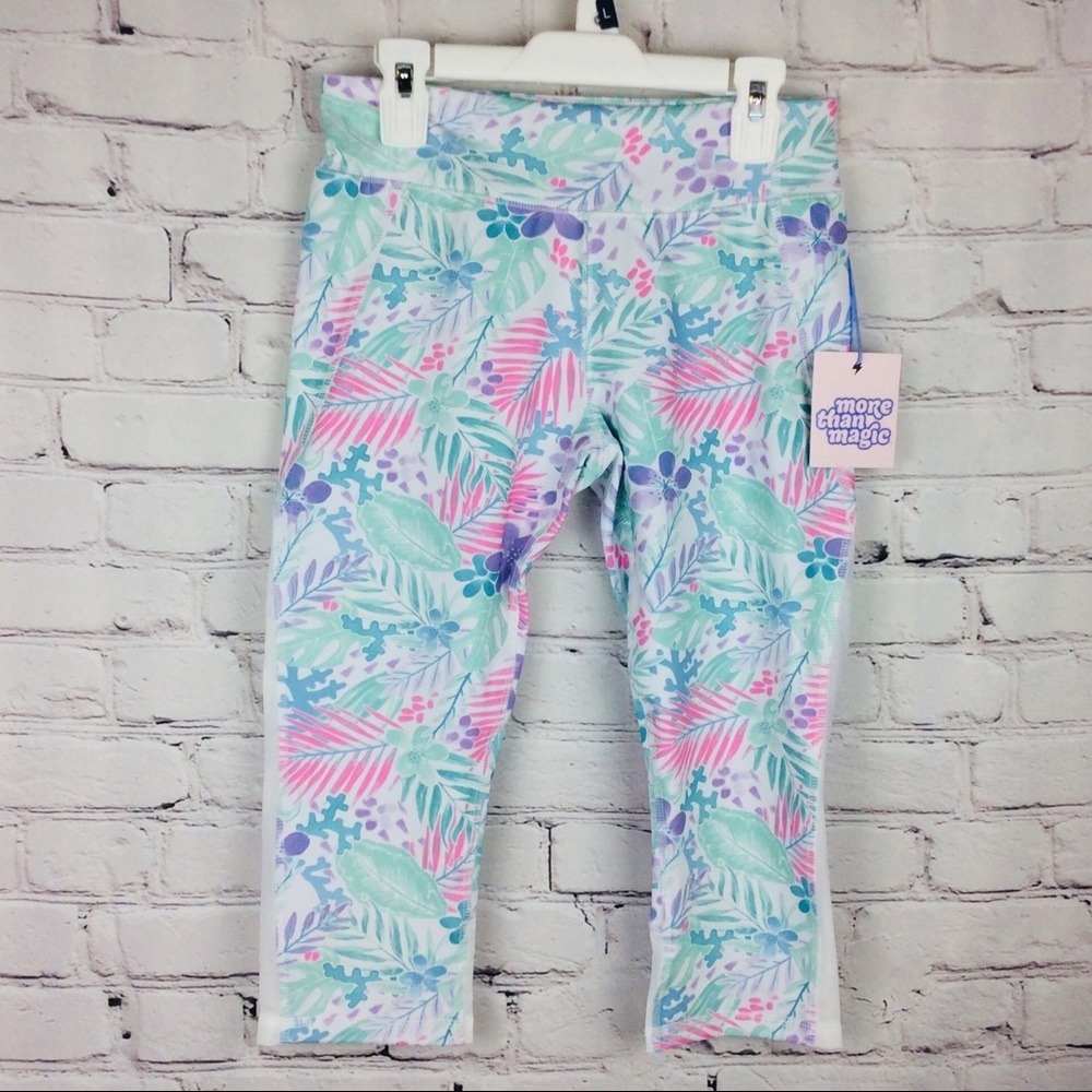 More Than Magic Girls Leggings Floral Mesh Insert
